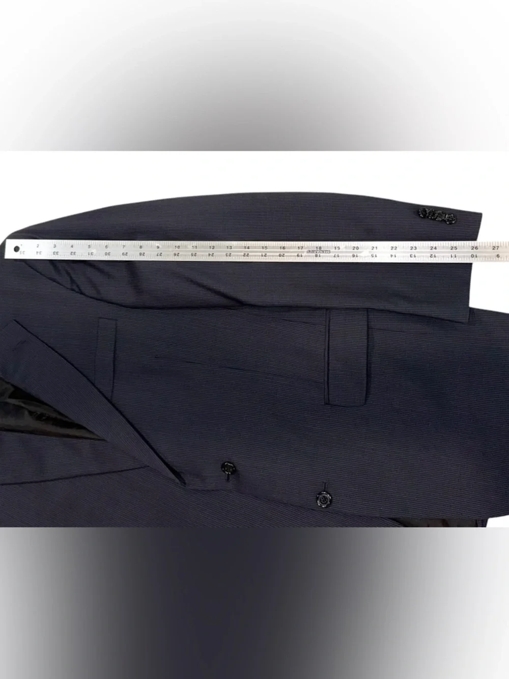 Hart Schaffner & Marx Gold Trumpeter 2Pc Suit Wool Navy Pinstripe 42L 38x32 USA